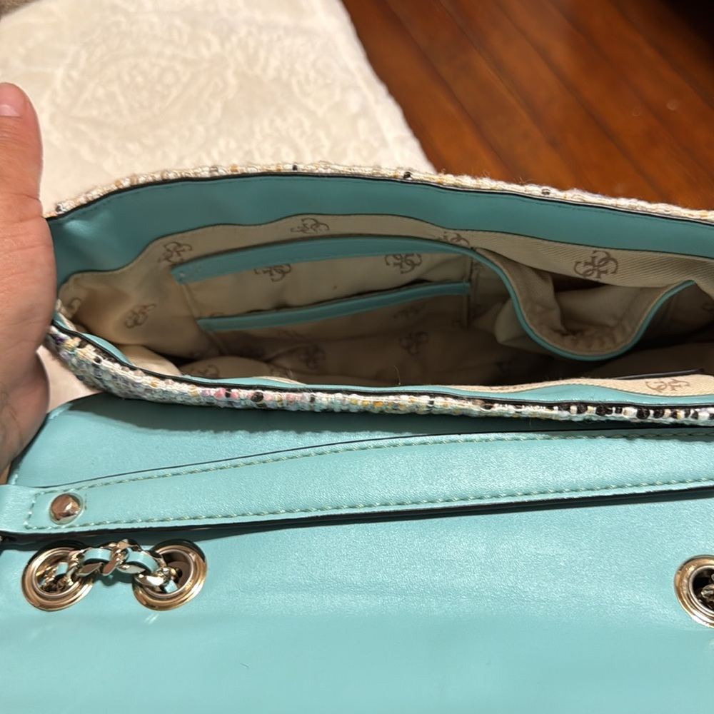Guess Tweed Crossbody Bag with Blue Accent - Picture 3 of 3